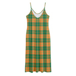 St. Patrick's Day Stewart Plaid Print Jersey Midi Cami Dress