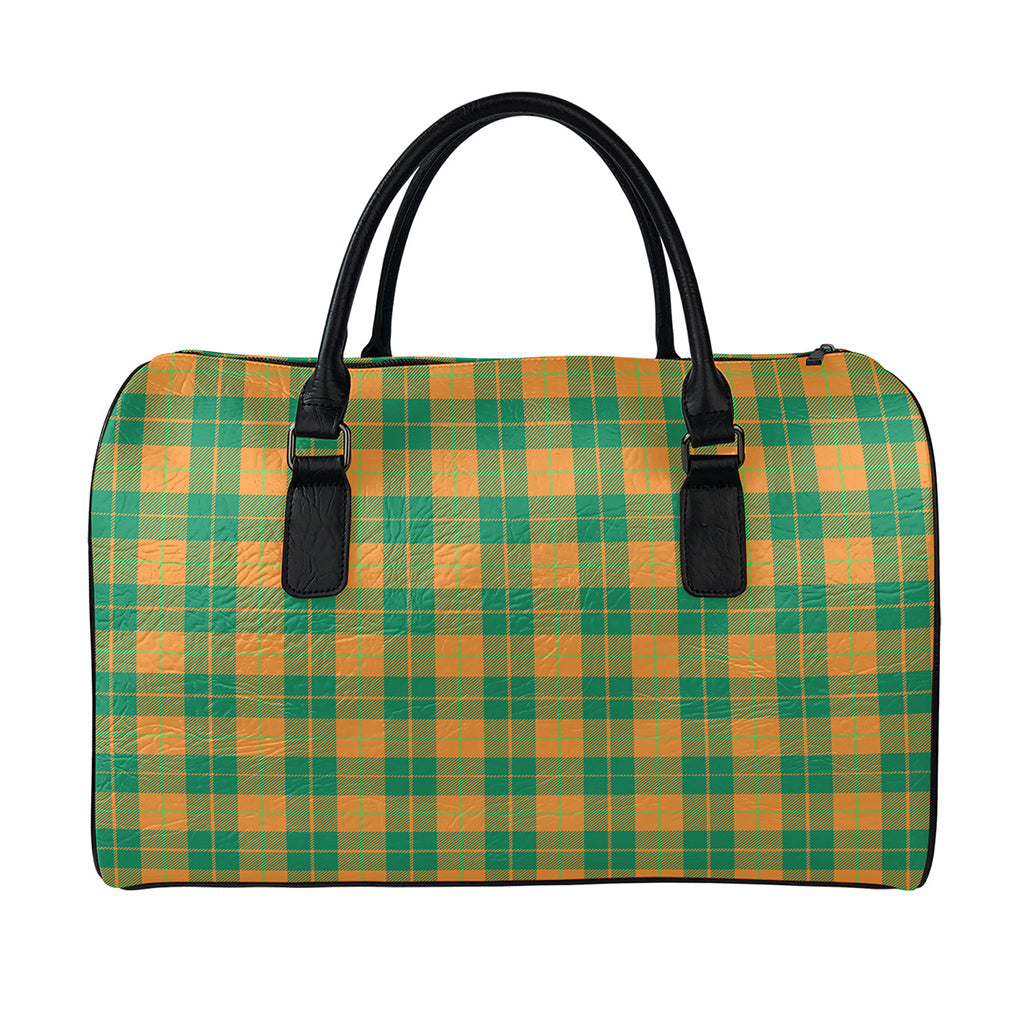 St. Patrick's Day Stewart Plaid Print Leather Duffle Bag