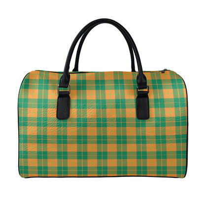 St. Patrick's Day Stewart Plaid Print Leather Duffle Bag