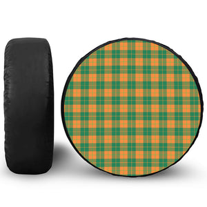 St. Patrick's Day Stewart Plaid Print Leather Spare Tire Cover