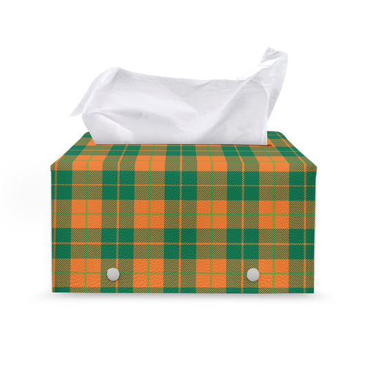 St. Patrick's Day Stewart Plaid Print Leather Tissue Box Cover