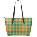 St. Patrick's Day Stewart Plaid Print Leather Tote Bag With Zipper