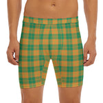 St. Patrick's Day Stewart Plaid Print Men's Long Boxer Briefs