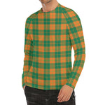 St. Patrick's Day Stewart Plaid Print Men's Long Sleeve Rash Guard
