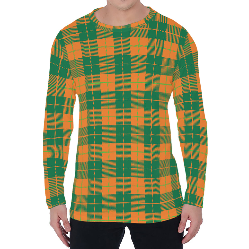 St. Patrick's Day Stewart Plaid Print Men's Long Sleeve T-Shirt
