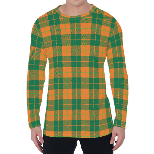St. Patrick's Day Stewart Plaid Print Men's Long Sleeve T-Shirt