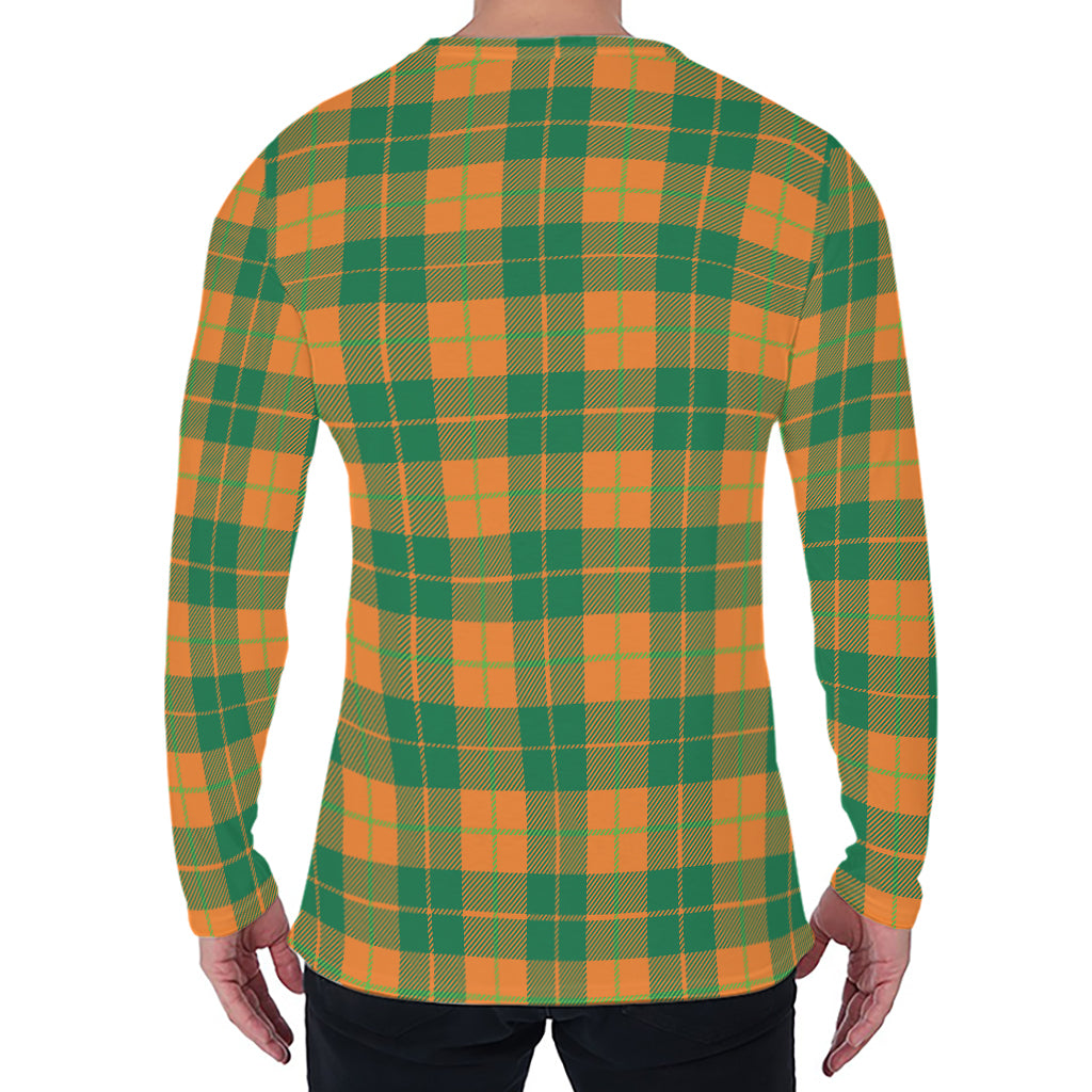St. Patrick's Day Stewart Plaid Print Men's Long Sleeve T-Shirt