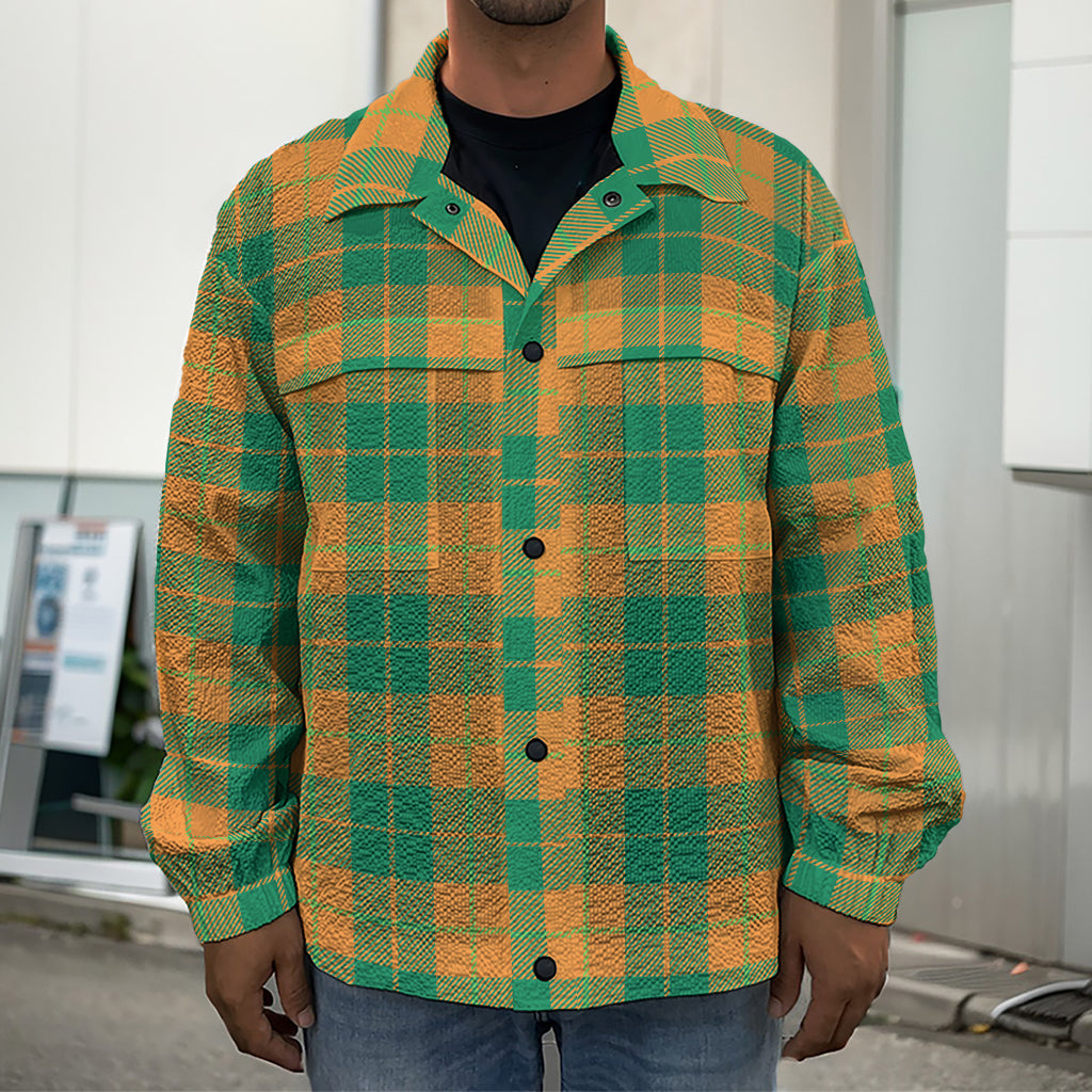 St. Patrick's Day Stewart Plaid Print Men's Shirt Jacket
