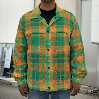 St. Patrick's Day Stewart Plaid Print Men's Shirt Jacket