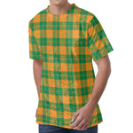 St. Patrick's Day Stewart Plaid Print Men's Velvet T-Shirt