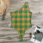 St. Patrick's Day Stewart Plaid Print One Shoulder Bodysuit