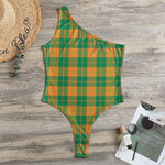 St. Patrick's Day Stewart Plaid Print One Shoulder Bodysuit