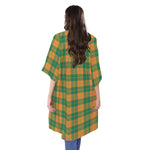 St. Patrick's Day Stewart Plaid Print Open Front Beach Cover Up