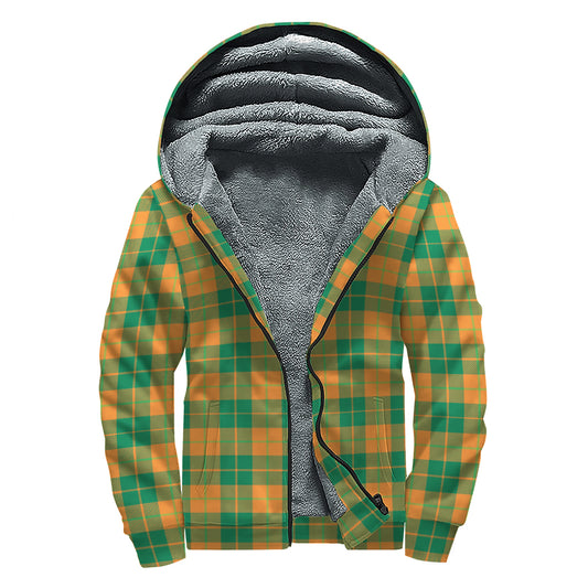 St. Patrick's Day Stewart Plaid Print Sherpa Lined Zip Up Hoodie