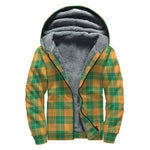 St. Patrick's Day Stewart Plaid Print Sherpa Lined Zip Up Hoodie