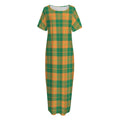St. Patrick's Day Stewart Plaid Print Short Sleeve Long Nightdress
