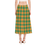 St. Patrick's Day Stewart Plaid Print Side Slit Midi Skirt