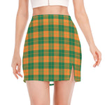 St. Patrick's Day Stewart Plaid Print Side Slit Mini Skirt