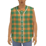 St. Patrick's Day Stewart Plaid Print Sleeveless Baseball Jersey