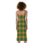 St. Patrick's Day Stewart Plaid Print Slim Fit Midi Cami Dress