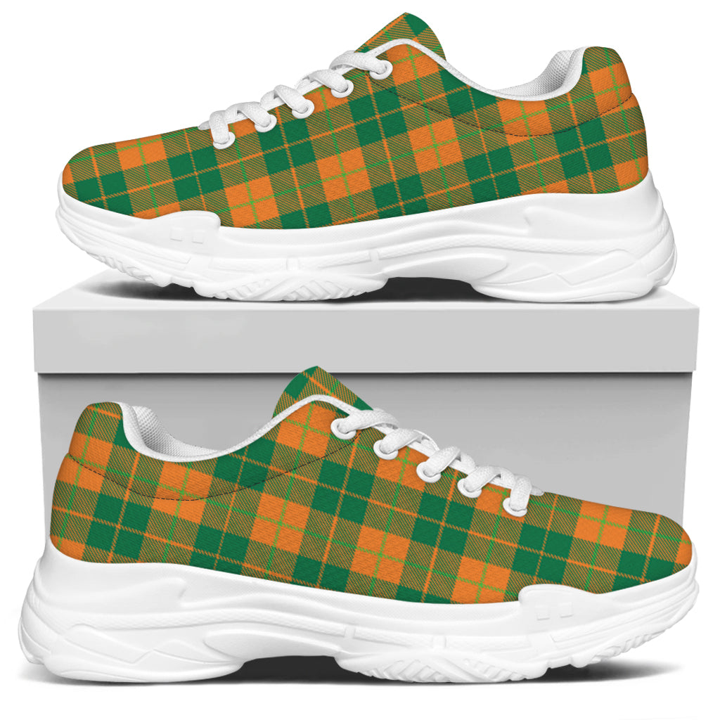 St. Patrick's Day Stewart Plaid Print White Chunky Shoes