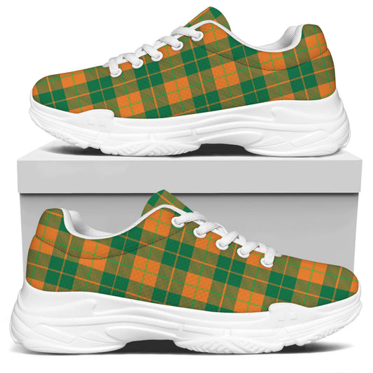 St. Patrick's Day Stewart Plaid Print White Chunky Shoes
