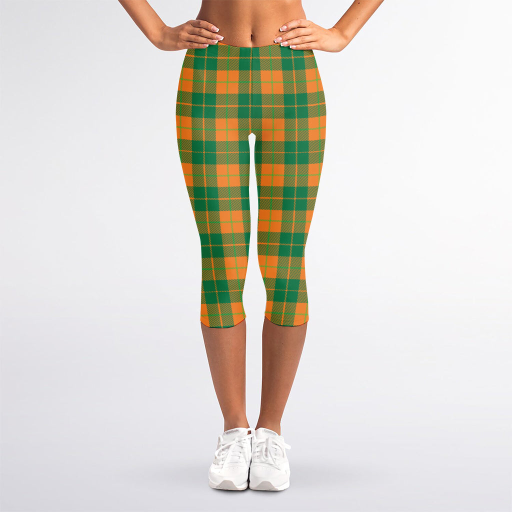 St. Patrick's Day Stewart Plaid Print Women's Capri Leggings