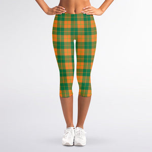 St. Patrick's Day Stewart Plaid Print Women's Capri Leggings