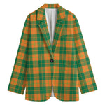 St. Patrick's Day Stewart Plaid Print Women's Cotton Blazer