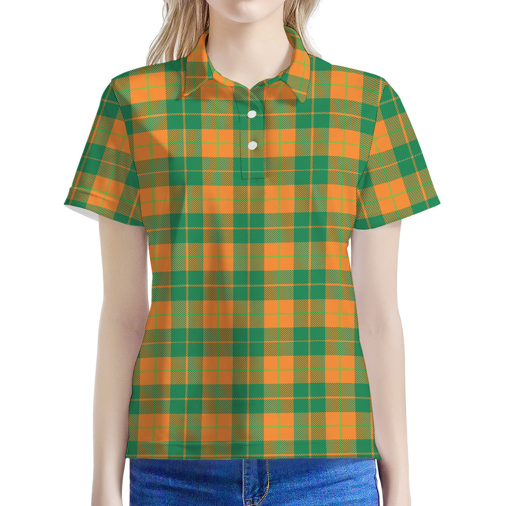 St. Patrick's Day Stewart Plaid Print Women's Polo Shirt