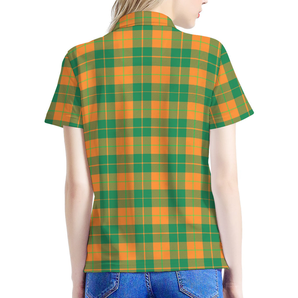 St. Patrick's Day Stewart Plaid Print Women's Polo Shirt
