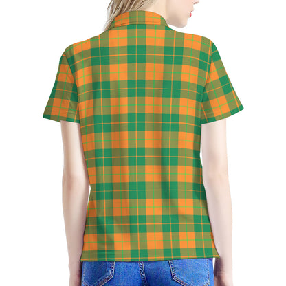 St. Patrick's Day Stewart Plaid Print Women's Polo Shirt