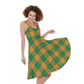 St. Patrick's Day Stewart Plaid Print Sleeveless Knee Length Dress