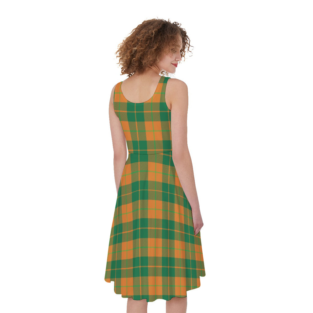 St. Patrick's Day Stewart Plaid Print Women's Sleeveless Dress