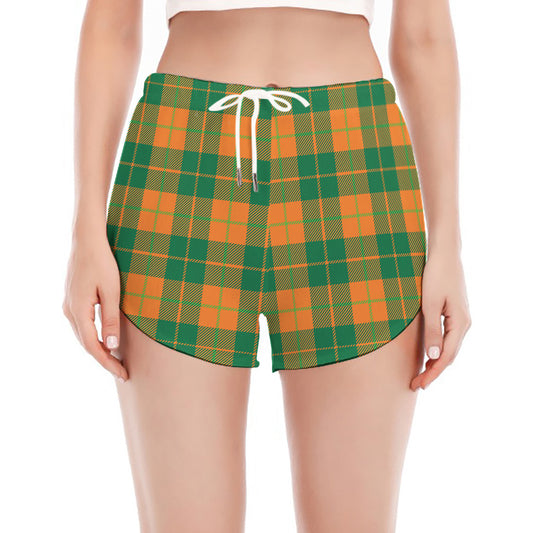 St. Patrick's Day Stewart Plaid Print Women's Split Running Shorts