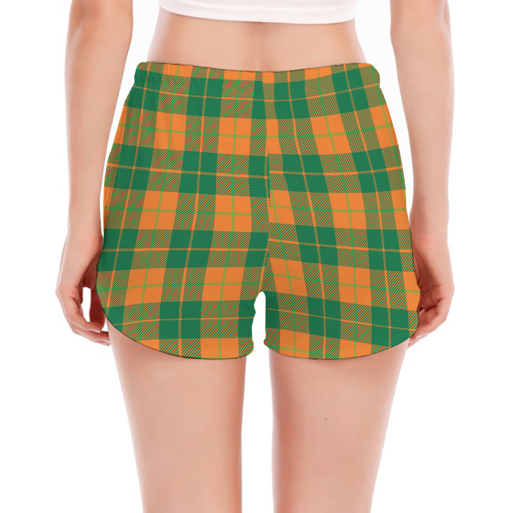 St. Patrick's Day Stewart Plaid Print Women's Split Running Shorts
