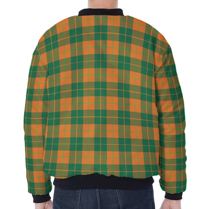 St. Patrick's Day Stewart Plaid Print Zip Sleeve Bomber Jacket