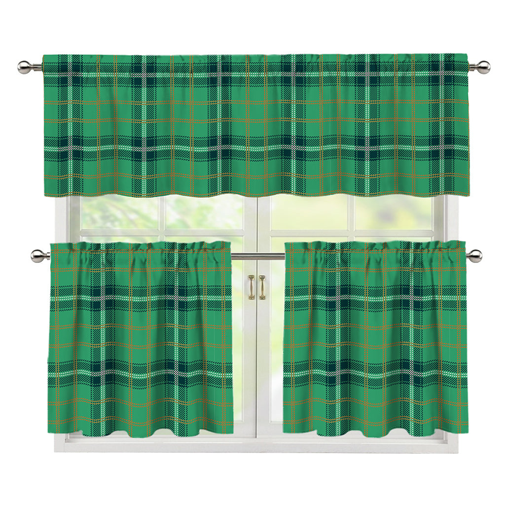 St. Patrick's Day Tartan Pattern Print 3 Piece Kitchen Curtains