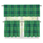 St. Patrick's Day Tartan Pattern Print 3 Piece Kitchen Curtains