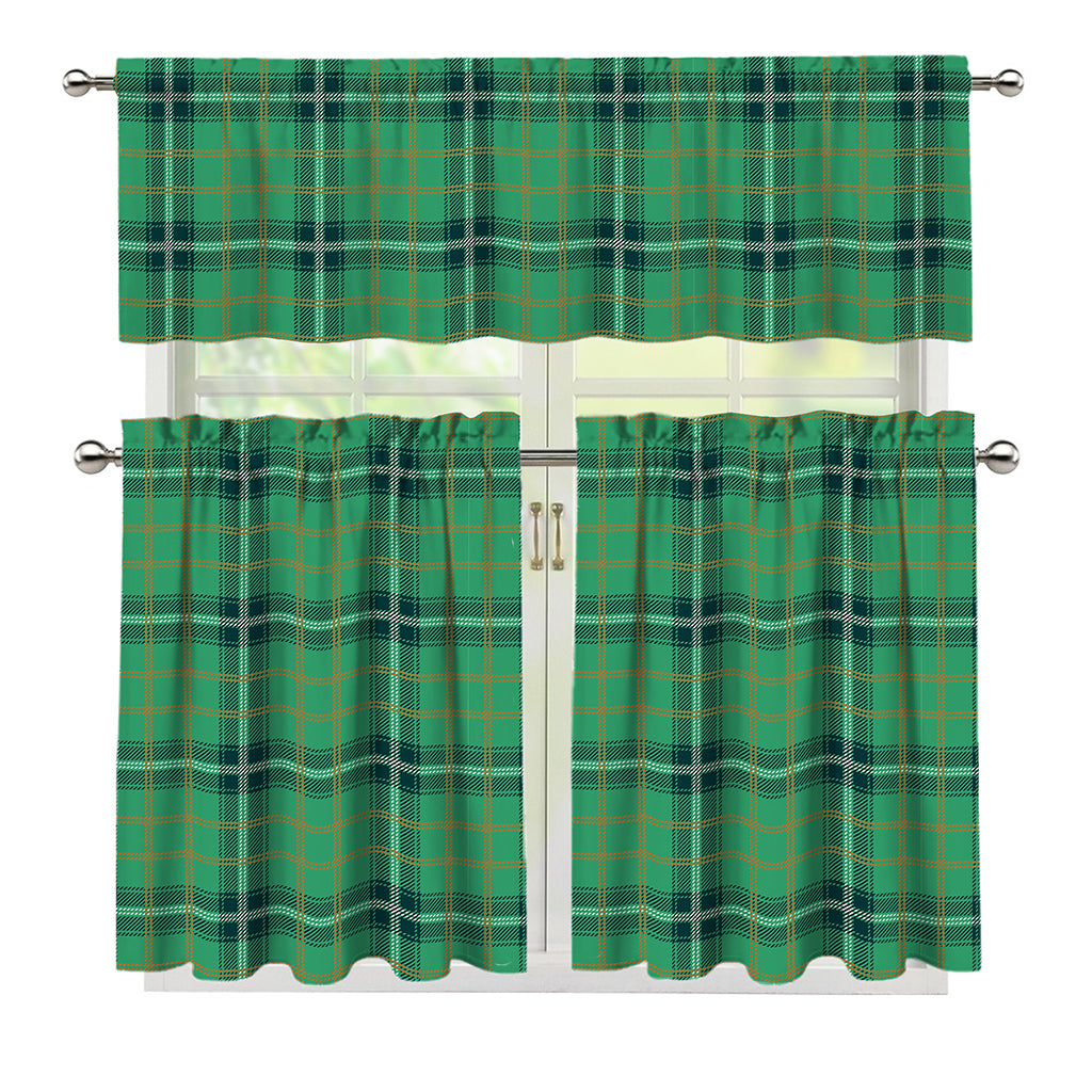 St. Patrick's Day Tartan Pattern Print 3 Piece Kitchen Curtains