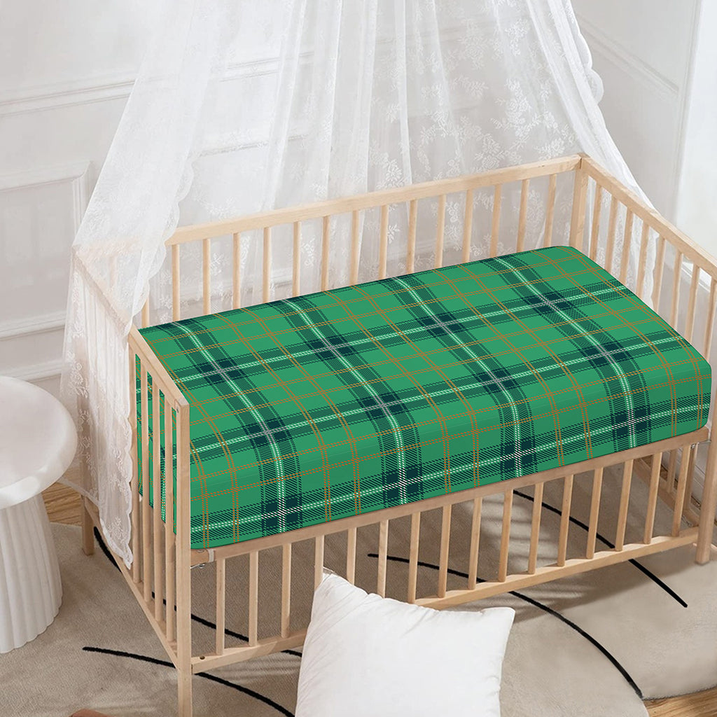 St. Patrick's Day Tartan Pattern Print Baby Crib Sheet