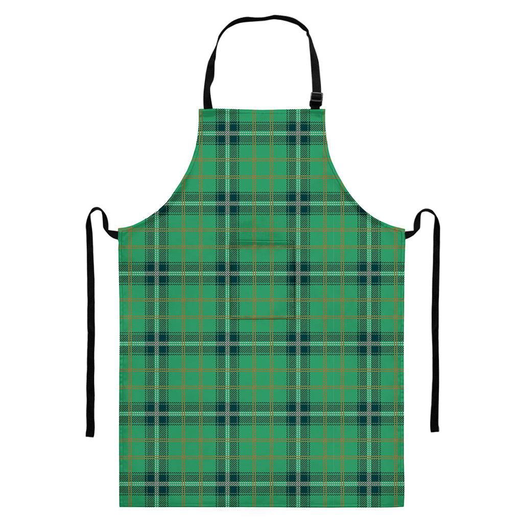 St. Patrick's Day Tartan Pattern Print Bib Apron With Pocket