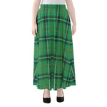 St. Patrick's Day Tartan Pattern Print Chiffon Maxi Skirt