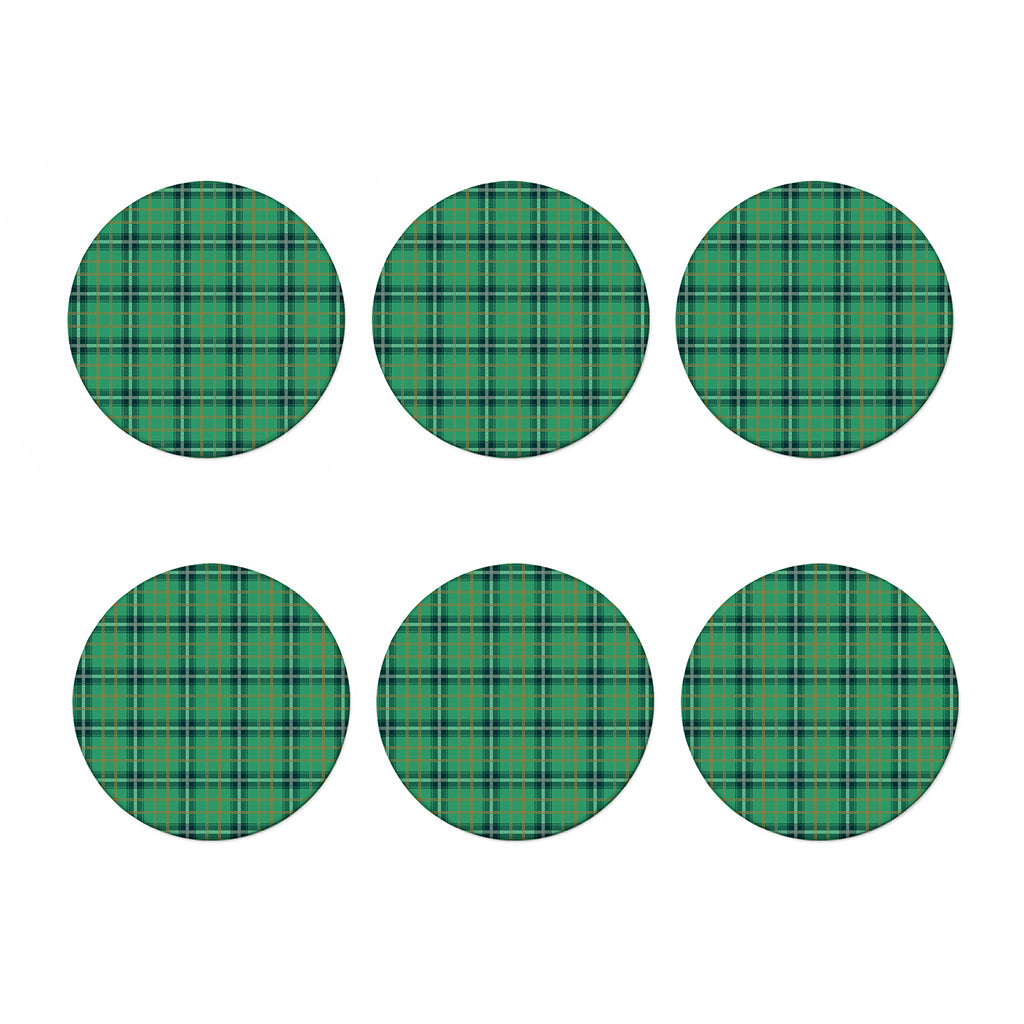 St. Patrick's Day Tartan Pattern Print Coaster Set