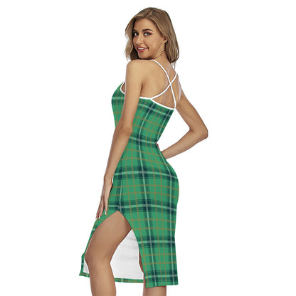 St. Patrick's Day Tartan Pattern Print Cross Back Cami Dress