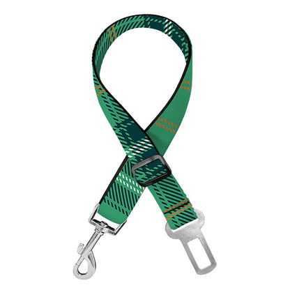 St. Patrick's Day Tartan Pattern Print Dog Seat Belt