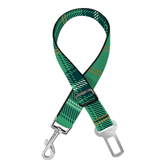 St. Patrick's Day Tartan Pattern Print Dog Seat Belt