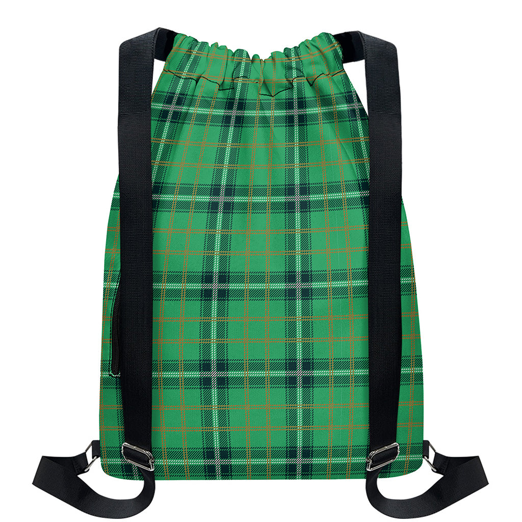 St. Patrick's Day Tartan Pattern Print Drawstring Backpack