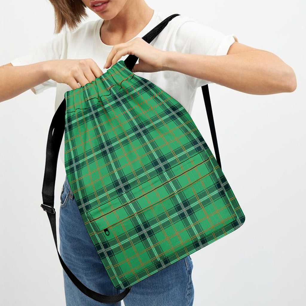 St. Patrick's Day Tartan Pattern Print Drawstring Backpack