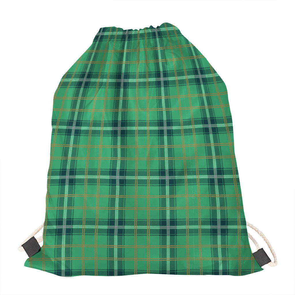 St. Patrick's Day Tartan Pattern Print Drawstring Bag